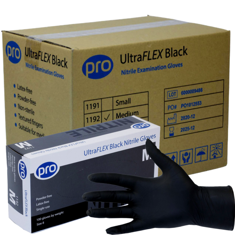 PRO UltraFLEX Black Disposable Nitrile Gloves | Case of 1000