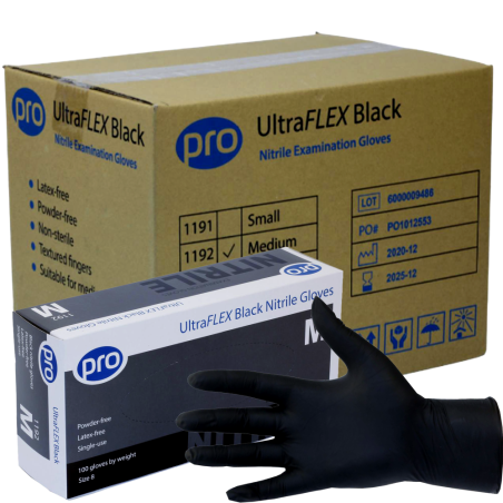 PRO UltraFLEX Black Disposable Nitrile Gloves | Case of 1000