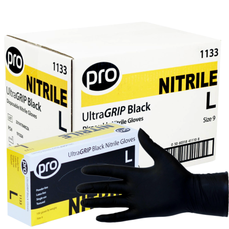 PRO UltraGRIP Black Disposable Nitrile | Case of 1000