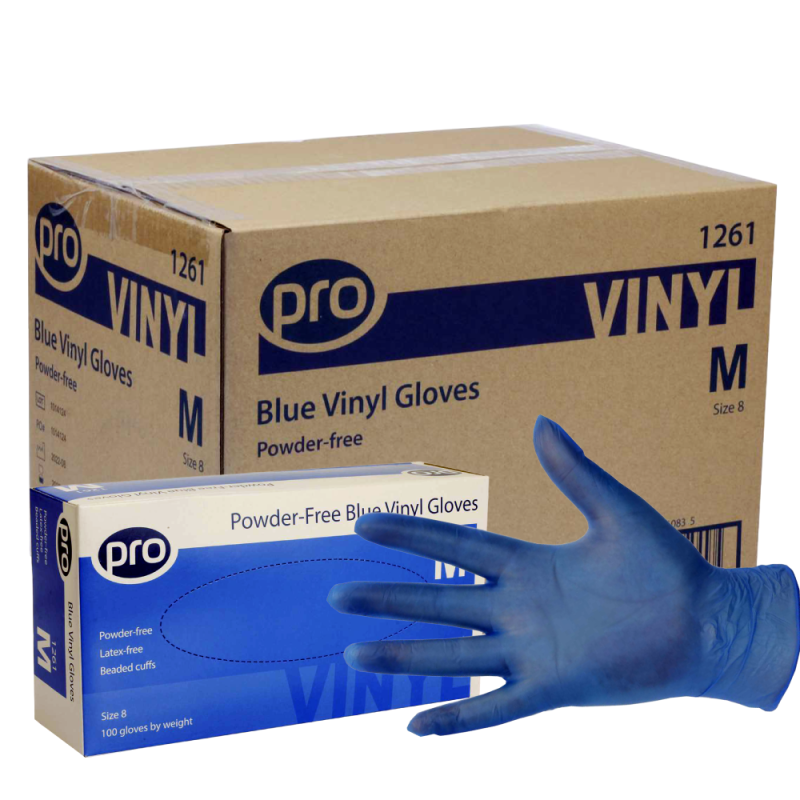 PRO Powder-Free Blue Disposable Vinyl Gloves | Case of 1000