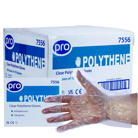 PRO Clear Disposable Polythene Gloves Boxed | Case of 5000